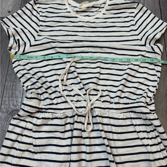 Pact Perfect Slub Weekend Dress White Striped L Organic Cotton Drawstring Casual - Picture 4 of 8